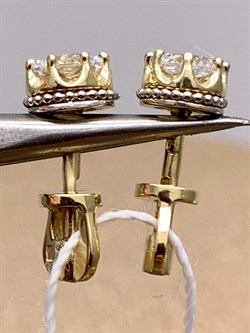 *Пусеты Белый Фианит цв  Лимонное, Белое арт. 02-4307-00-501-1121-38-435 (вес 1,66 г) - фото 343106