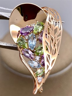 *Брошь цв Красное арт. 04-0150-00-248-1110-46-988 (вес 3,35 г) - фото 343268