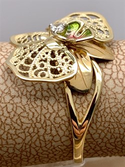 *Кольцо р.18 Орхидея Фианит, Эмаль цв Лимонное арт. 01-5039-00-401-1130-48-839 (вес 2,49 г) - фото 343302 *Кольцо р.18 Орхидея Фианит, Эмаль цв Лимонное арт. 01-5039-00-401-1130-48-839 (вес 2,49 г) - фото 343302