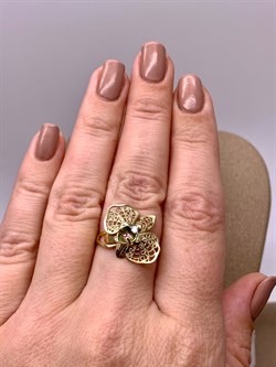 *Кольцо р.18 Орхидея Фианит, Эмаль цв Лимонное арт. 01-5039-00-401-1130-48-839 (вес 2,49 г) - фото 343306 *Кольцо р.18 Орхидея Фианит, Эмаль цв Лимонное арт. 01-5039-00-401-1130-48-839 (вес 2,49 г) - фото 343306