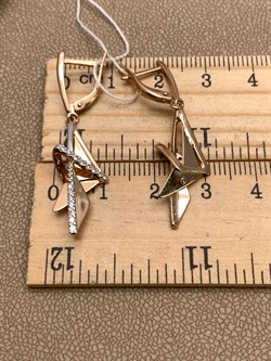 *Серьги Белый Фианит цв Красное арт. 02-4332-00-401-1110-48-158 (вес 3,56 г) - фото 343491