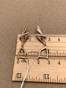 *Серьги Белый Фианит цв Красное арт. 02-4332-00-401-1110-48-158 (вес 3,56 г) - фото 343492