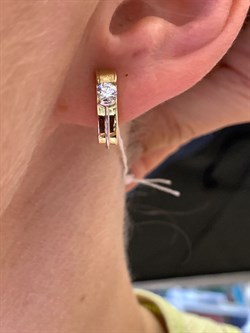 *Серьги Белый Фианит цв Лимонное арт. 02-4300-00-501-1130-38-563 (вес 3,52 г) - фото 343846