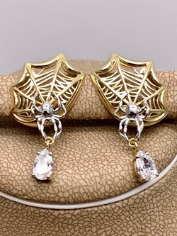 *Серьги Белый Фианит цв Лимонное арт. 02-3765-00-501-1130-38-722 (вес 4,36 г) - фото 343861