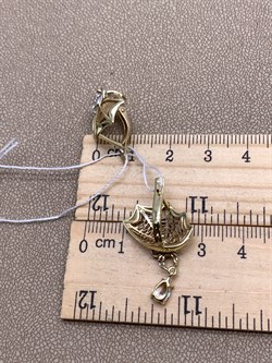 *Серьги Белый Фианит цв Лимонное арт. 02-3765-00-501-1130-38-722 (вес 4,36 г) - фото 343862