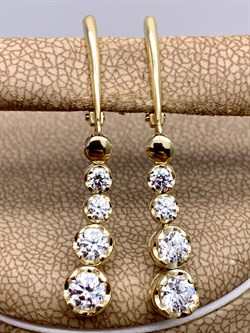 *Серьги Белый Фианит цв Лимонное арт. 02-4208-00-501-1130-38-340 (вес 3,47 г) - фото 343872