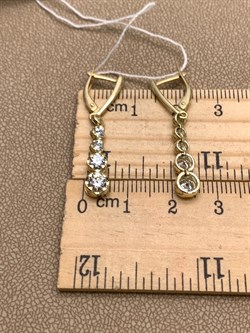 *Серьги Белый Фианит цв Лимонное арт. 02-4208-00-501-1130-38-340 (вес 3,47 г) - фото 343874