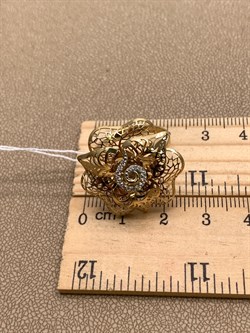 *Кольцо р.18,5 Белый Фианит цв Лимонное арт. 01-4841-00-401-1130-48-270 (вес 3,58 г) - фото 344004