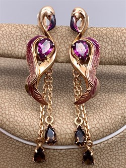 *Серьги цв Красное арт. 02-4166-00-705-1110-57-267 (вес 4,69 г) - фото 344050