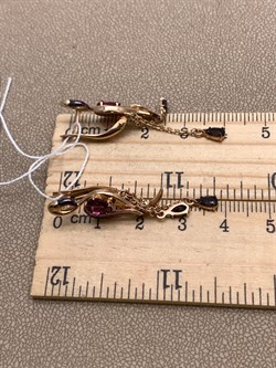 *Серьги цв Красное арт. 02-4166-00-705-1110-57-267 (вес 4,69 г) - фото 344053