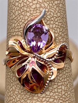 *Кольцо р.17,5 Аметист цв Красное арт. 01-5149-00-203-1110-57-121 (вес 3,23 г) - фото 344137