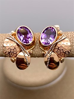*Серьги Аметист цв Красное и Белое арт. 02-4012-00-203-1111-57-606 (вес 4,46 г) - фото 344187