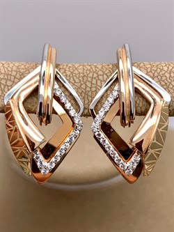 *Серьги Белый Фианит цв Красное и Лимонное арт. 02-4109-00-401-1113-48-160 (вес 4,89 г) - фото 344402