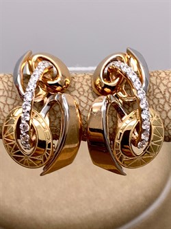 *Серьги Белый Фианит цв Красное и Лимонное арт. 02-4112-00-401-1113-48-825 (вес 3,76 г) - фото 344426
