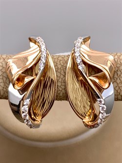 *Серьги Белый Фианит цв Красное и Лимонное арт. 02-4184-00-401-1113-48-448 (вес 3,78 г) - фото 344464