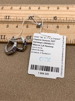 *Серьги Танзанит цв Белое арт. 20990272-225 (вес 2,8 г) - фото 344669