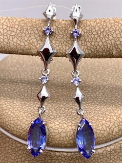 *Серьги Танзанит цв Белое арт 2-208426-00-31-411 (вес 3,1 г) - фото 345256