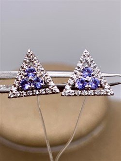 *Пусеты Танзанит цв Белое 2-202132-00-31-484 (вес 1,78 г) - фото 345360