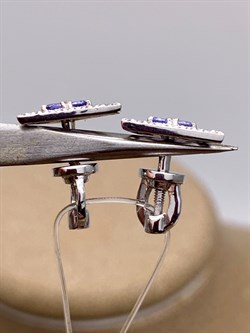 *Пусеты Танзанит цв Белое 2-202132-00-31-484 (вес 1,78 г) - фото 345362