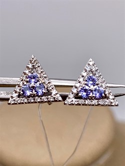 *Пусеты Танзанит цв Белое 2-202132-00-31-484 (вес 1,78 г) - фото 345364