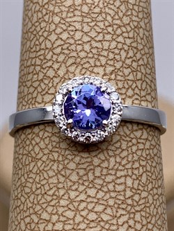 *Кольцо р.17,5 Танзанит цв Белое арт 1-107-360-31-202 (вес 1,47 г) - фото 345380