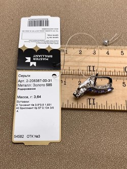 *Серьги Танзанит цв Белое арт 2-208387-00-31-824 (вес 3,64 г) - фото 345455