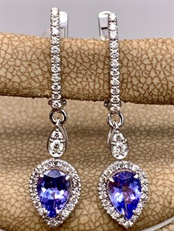 *Серьги Танзанит цв Белое арт 2-208417-00-31-662 (вес 2,87 г) - фото 345571