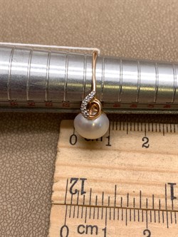 *Кольцо р.16 д.9-9,5 Белый Жемчуг цв Красное арт. 1.0243.0.b-235 Вес 2,72 г - фото 345637