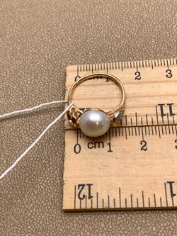 *Кольцо р.16 д.9-9,5 Белый Жемчуг цв Красное арт. 1.0243.0.b-235 Вес 2,72 г - фото 345644