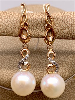 *Серьги д.9-9,5 Белый Жемчуг цв Красное арт. 2.0243.2.b-766 Вес 5,21 г - фото 345659 *Серьги д.9-9,5 Белый Жемчуг цв Красное арт. 2.0243.2.b-766 Вес 5,21 г - фото 345659