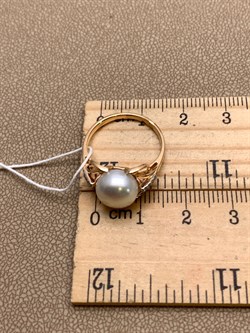 *Кольцо р.16,5 Белый Жемчуг д.9-9,5 цв Красное арт. 1.0242.0.b-568 Вес 3,5 г - фото 345708