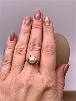 *Кольцо р.16,5 Белый Жемчуг д.9-9,5 цв Красное арт. 1.0237.0.b-408 Вес 2,89 г - фото 345827 *Кольцо р.16,5 Белый Жемчуг д.9-9,5 цв Красное арт. 1.0237.0.b-408 Вес 2,89 г - фото 345827