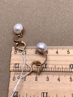 *Серьги Белый Жемчуг д.10,5-11 цв Красное арт. 2.0176.0.b-202 Вес 6,62 г - фото 345939