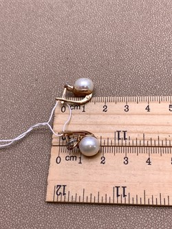 *Серьги Белый Жемчуг д.9-9,5 цв Красное арт. 2.0245.1.b-391 Вес 4,6 г - фото 345993