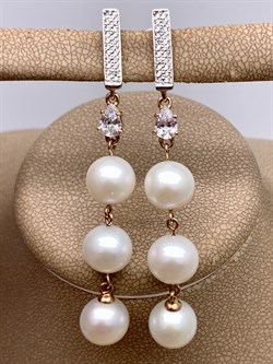 *Серьги д.8,5-9 Белый Жемчуг цв Красное арт. 2.1040.f.m-320 Вес 9,88 г - фото 346033 *Серьги д.8,5-9 Белый Жемчуг цв Красное арт. 2.1040.f.m-320 Вес 9,88 г - фото 346033