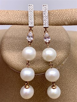 *Серьги д.8,5-9 Белый Жемчуг цв Красное арт. 2.1040.f.m-320 Вес 9,88 г - фото 346034 *Серьги д.8,5-9 Белый Жемчуг цв Красное арт. 2.1040.f.m-320 Вес 9,88 г - фото 346034