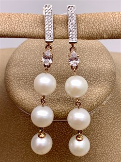 *Серьги д.8,5-9 Белый Жемчуг цв Красное арт. 2.1040.f.m-320 Вес 9,88 г - фото 346035 *Серьги д.8,5-9 Белый Жемчуг цв Красное арт. 2.1040.f.m-320 Вес 9,88 г - фото 346035