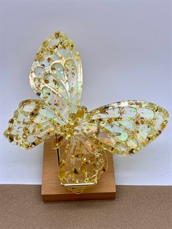 Бабочка р.13*10 см Янтарь Золотая поталь арт 064017 вес 41,77 гр - фото 346156