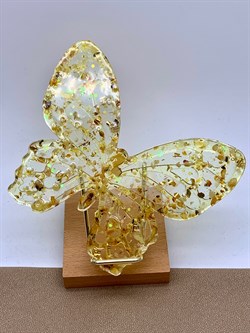 Бабочка р.13*10 см Янтарь Золотая поталь арт 064017 вес 41,77 гр - фото 346157