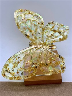 Бабочка р.13*10 см Янтарь Золотая поталь арт 064017 вес 41,77 гр - фото 346158