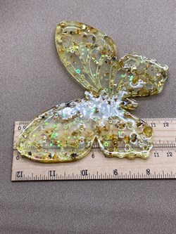 Бабочка р.13*10 см Янтарь Золотая поталь арт 064017 вес 41,77 гр - фото 346160