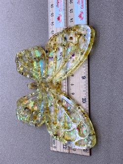 Бабочка р.13*10 см Янтарь Золотая поталь арт 064017 вес 41,77 гр - фото 346161