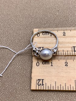 *Кольцо р.18,5 Белый Жемчуг д.9-9,5 цв Белое арт. 1.0243.0.b-942 Вес 2,9 г - фото 346259