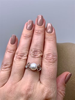 *Кольцо р.17 Белый Жемчуг д.8,5-9,5 цв Белое арт. 1.0247.0.b-143 Вес 3,04 г - фото 346317