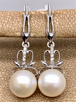 *Серьги Белый Жемчуг д.9-9,5 цв Белое арт. 2.0241.2.b-699 Вес 5,48 г - фото 346322