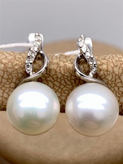 *Серьги Белый Жемчуг д.9-9,5 цв Белое арт. 2.0248.1.b-604 Вес 4,48 г - фото 346329