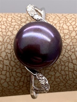 *Кольцо р.16,5 Черный Жемчуг д.9-9,5 цв Белое арт. 1.0248.9.b-598 Вес 2,21 г - фото 346405