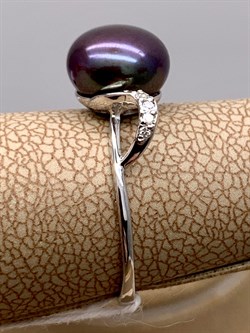 *Кольцо р.16,5 Черный Жемчуг д.9-9,5 цв Белое арт. 1.0248.9.b-598 Вес 2,21 г - фото 346406