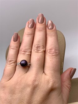 *Кольцо р.16,5 Черный Жемчуг д.9-9,5 цв Белое арт. 1.0248.9.b-598 Вес 2,21 г - фото 346408