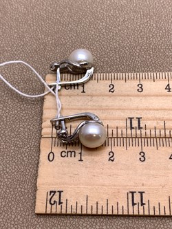 *Серьги Белый Жемчуг д.9-9,5 цв Белое арт. 2.0244.1.b-712 Вес 4,76 г - фото 346464